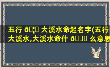 五行 🦈 大溪水命起名字(五行大溪水,大溪水命什 🐝 么意思)
